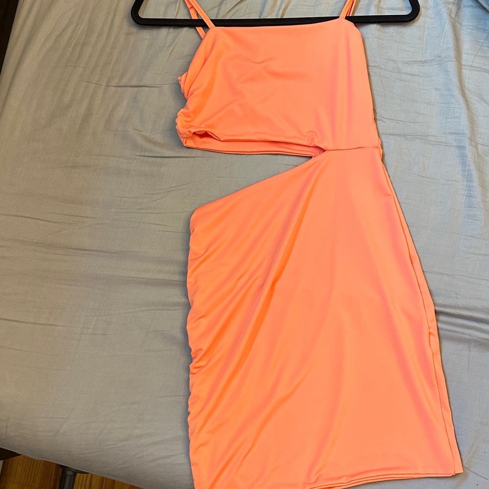 Vibrant Orange Cut Out Dress